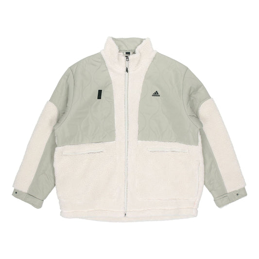 Men's adidas Wj Mixboa Jkt Martial Arts Series Lamb's Wool Splicing Stand Collar Sports Logo Jacket Creamy White H40244