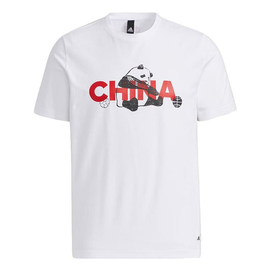 adidas China Tee M 2 Printed Crew Neck Short-sleeved White GP1848
