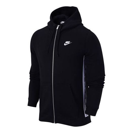 Nike Logo Fleece Stay Warm Casual Sports Hooded Jacket Black CV4586-010
