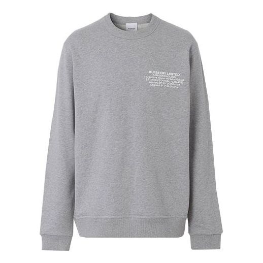 Men's Burberry SS21 Alphabet Printing Cotton Sports Gray 80427521