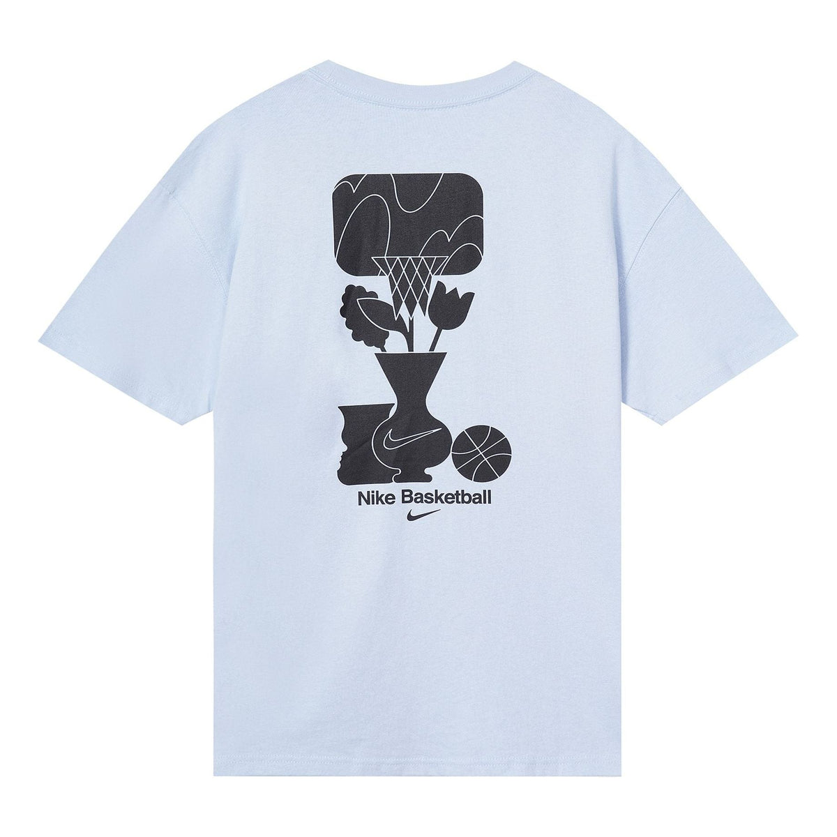 Men's Nike Loose Pattern Alphabet Printing Round Neck Casual Loose Short Sleeve Light Sea Blue T-Shirt DQ1906-548