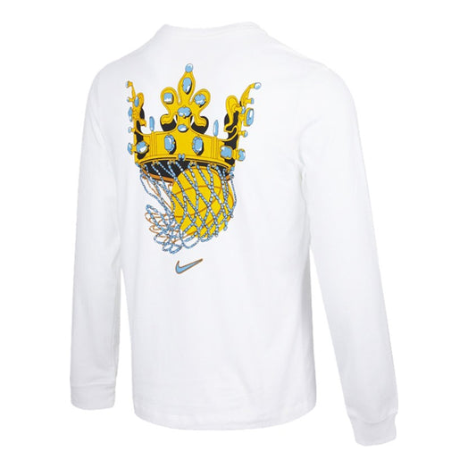 Men's Nike Lebron Sfg Basketball Sports Printing Round Neck Long Sleeves White T-Shirt DN2906-100