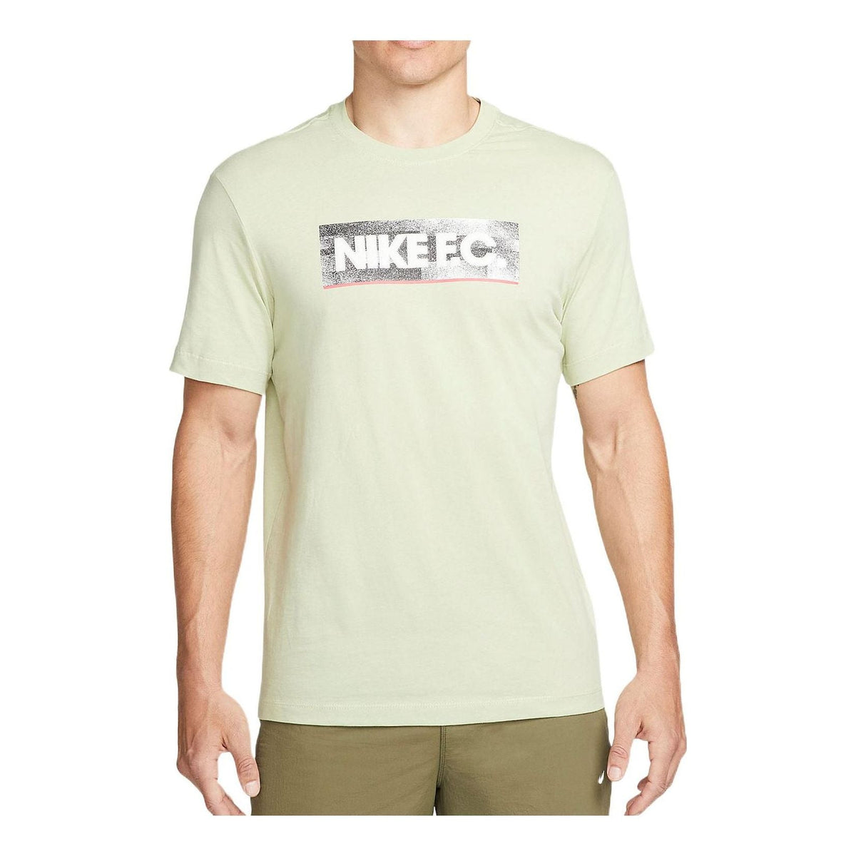 Nike F.C. Logo Printing Solid Color Sports Round Neck Short Sleeve Green DH7445-371