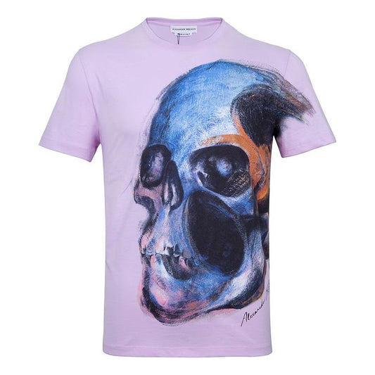 Men's Alexander McQueen SS21 Round Neck Skeleton Printing Short Sleeve Pink 550475-QMZ61-0907