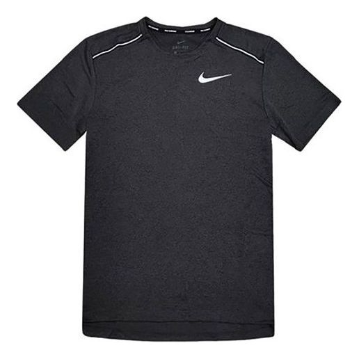 Nike Dri-fit Quick Dry Reflective Casual Sports Running Short Sleeve Black CU0327-010