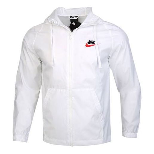 Nike Back Large Logo Woven Sports Hooded Jacket White CZ8677-100
