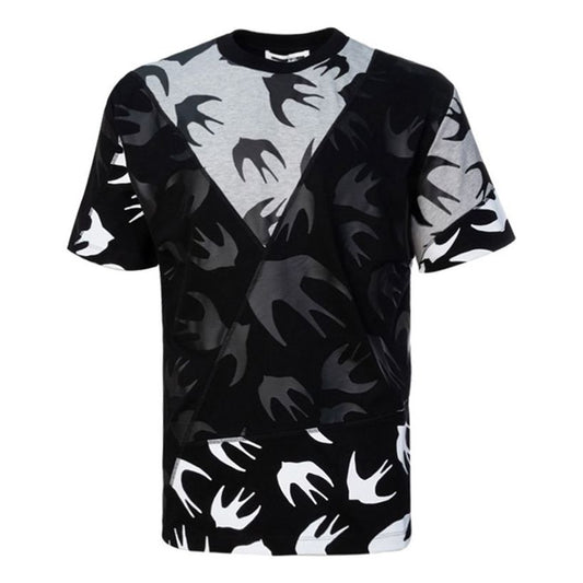 Men's McQ Alexander McQueen Swallow Pattern Round Neck Short Sleeve Colorblock 477018-RPT50-1073