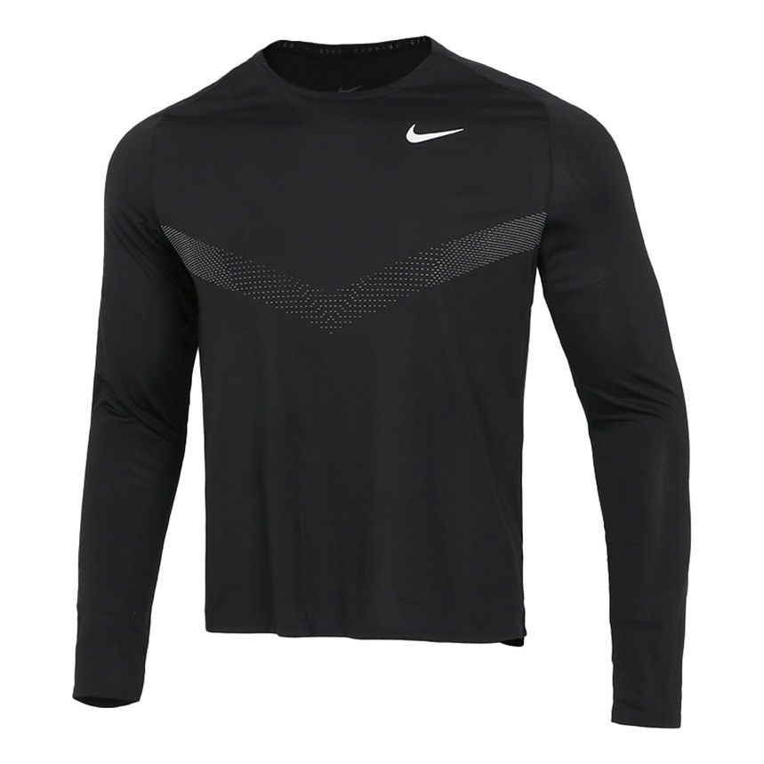 Men's Nike Sports Fitness Training Running Casual Long Sleeves Black T-Shirt DD6022-010