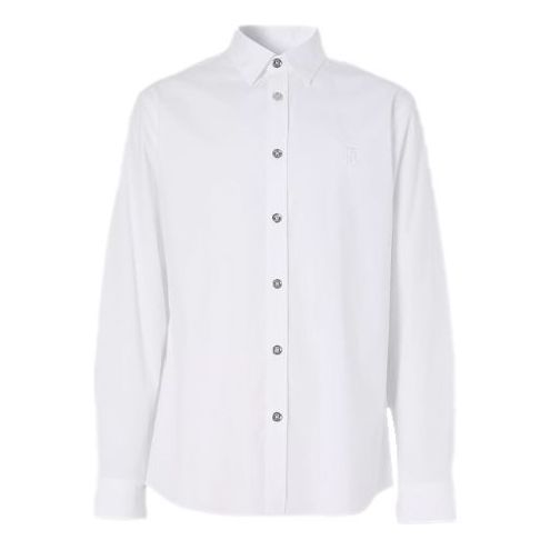 Burberry Pattern Stretch Cotton Shirt Male White 80285581