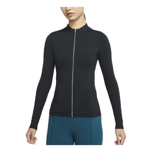 (WMNS) Nike Solid Color Slim Fit Zipper Hoodless Black Jacket DD5534-010