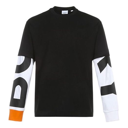Burberry Plain Embroidery Printing Long Sleeve Male Black 80291391