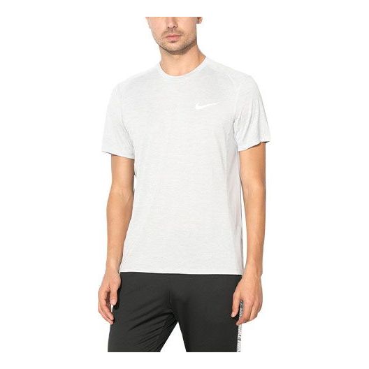 Men's Nike Solid Color Sports Round Neck Pullover Short Sleeve White Gray T-Shirt 834241-100