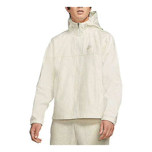 Nike Sportswear Canvas Sports Logo Casual Solid Color Hooded Jacket White DC8088-901