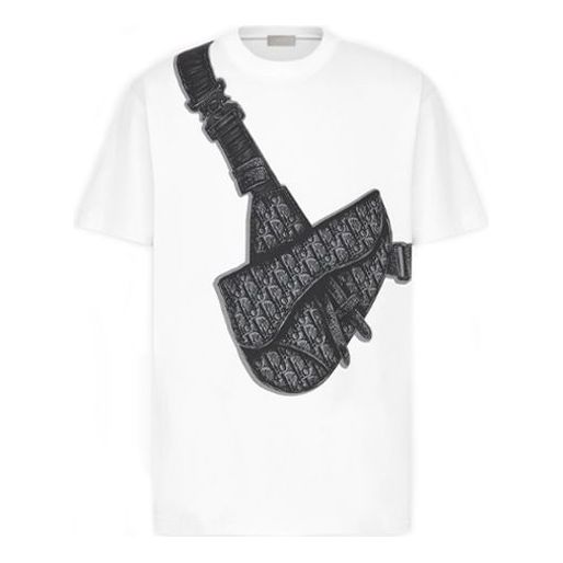 DIOR SS20 Compact Spinning Cotton Saddle Bag Printed For Men White 943J605N0554-C088