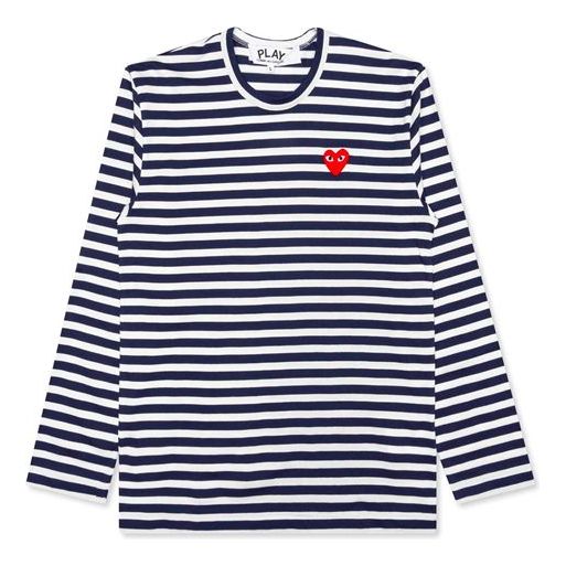 COMME des GARCONS PLAY Stripe Long Sleeves Tee 'Navy Blue White' AZ-T010-051-1