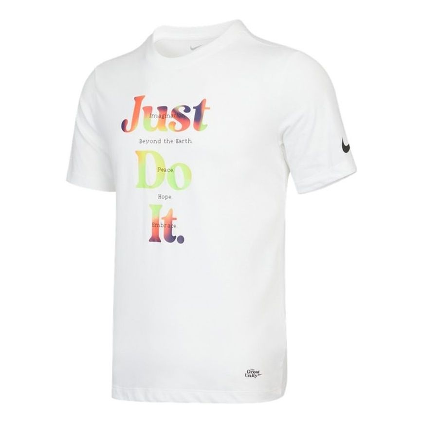 Nike Men's Nk Df Great Unity Ss Tee2 Leisure Sports Letter Print Short Sleeve Men's White DM7908-100