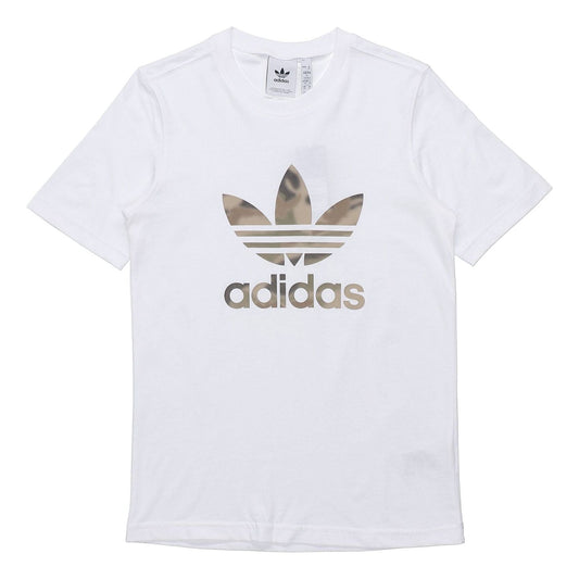 adidas originals CamouflageLogo Printing Round Collar Male White GN1855