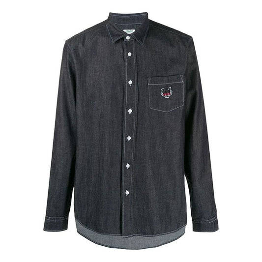 Men's KENZO Casual Long Sleeves Button Shirt Gray FA55CH6002EG-76