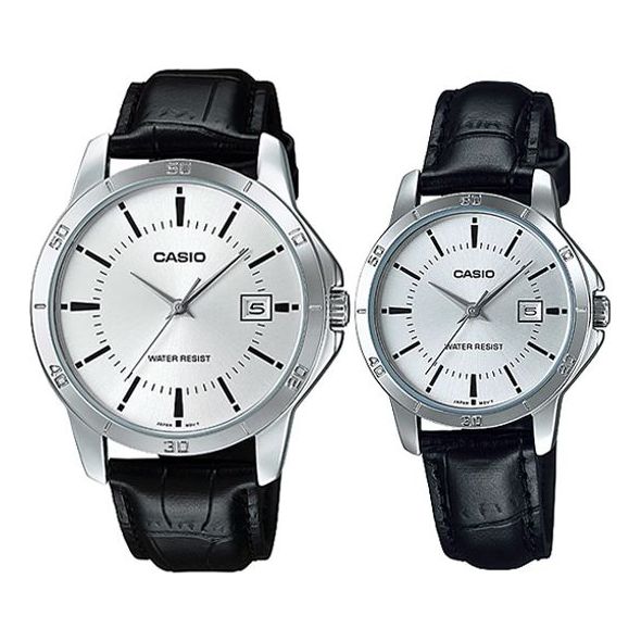 CASIO Couple Quartz Waterproof Unisex Mens Black Analog MTP-V004L-7A&LTP-V004L-7A