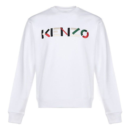 Men's KENZO FW20 Embroidered Logo Pullover White FA65SW0044MO-01