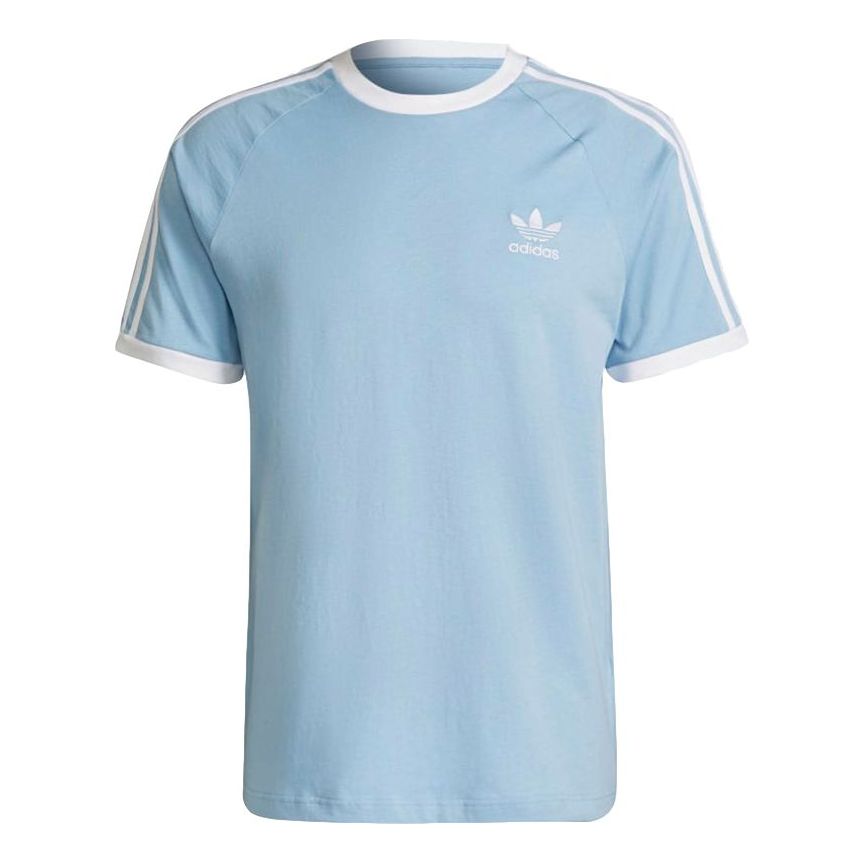 adidas originals Three-Stripe sSport Round NeckShort Sleeve Men's Light Blue H37759