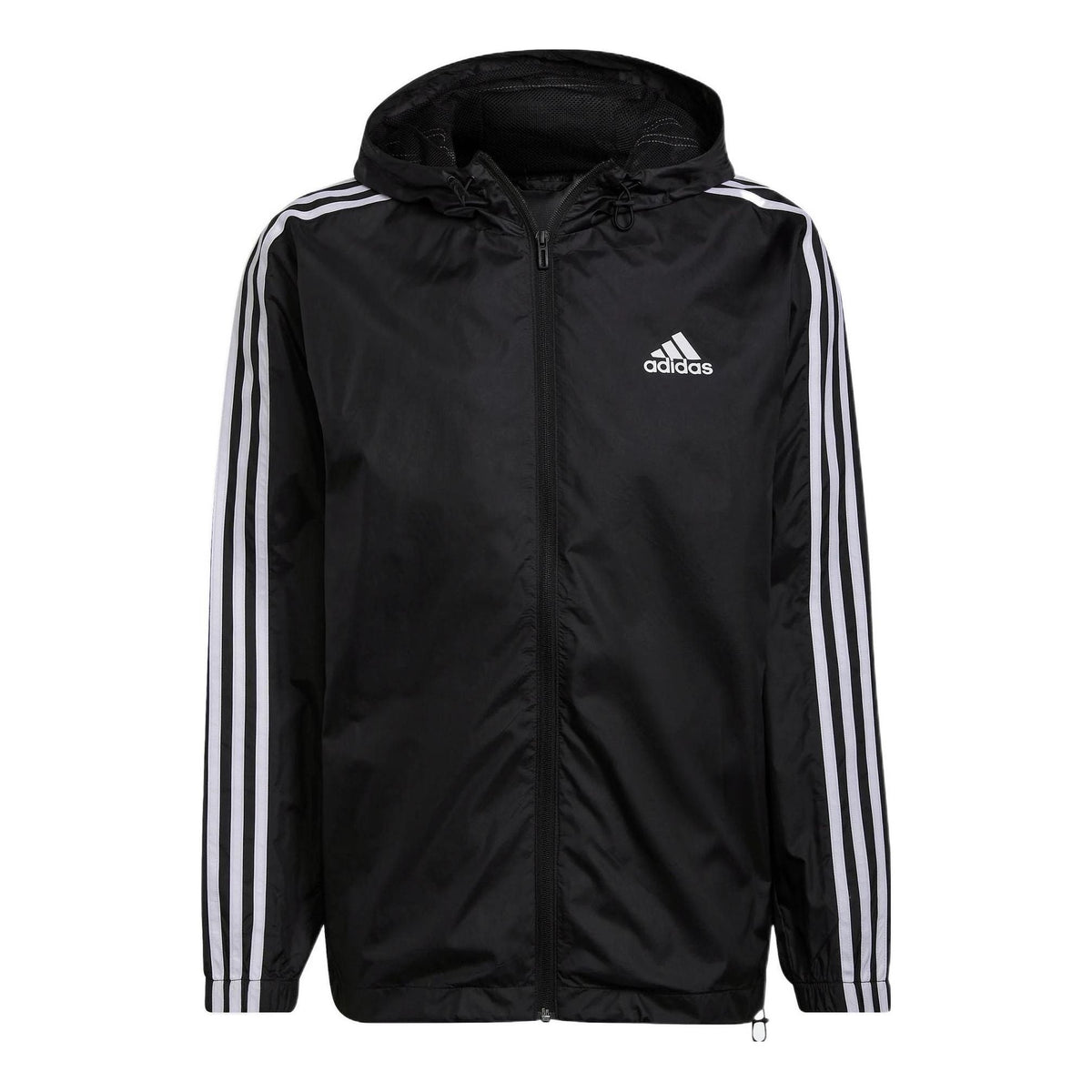 adidas M 3S Wb Stripe Logo Micro Mark Printing Sports Training Hooded Jacket Black HE4321