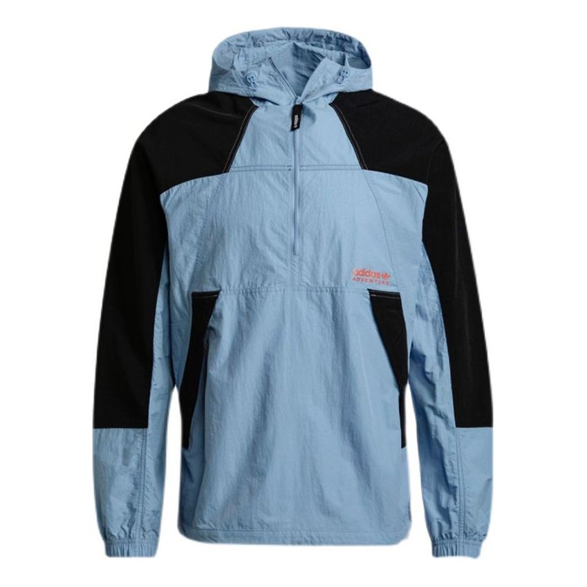 adidas originals Contrasting Colors Loose Sports Hooded Jacket Sky Blue H09103
