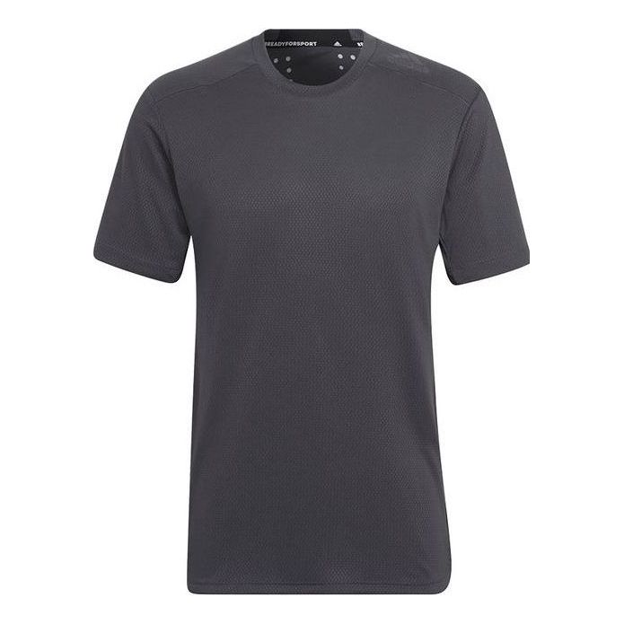 Men's adidas Solid Color Round Neck Short Sleeve Black T-Shirt HC4226