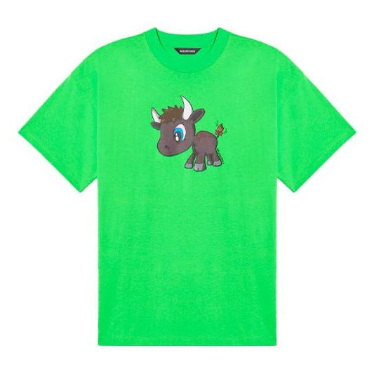 Balenciaga SS21 Small Pattern Cartoon Printing Short Sleeve Unisex Green 612966TJVM93302