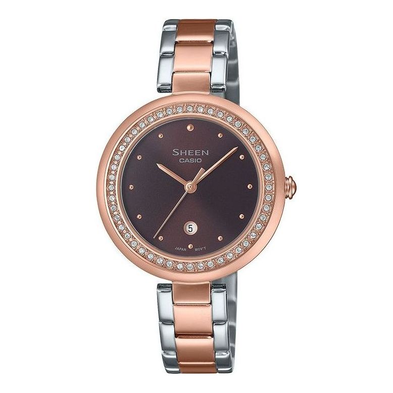 (WMNS) CASIO Analog 'Silver Saphire Crystal Rose Gold' SHE-4556SPG-5A