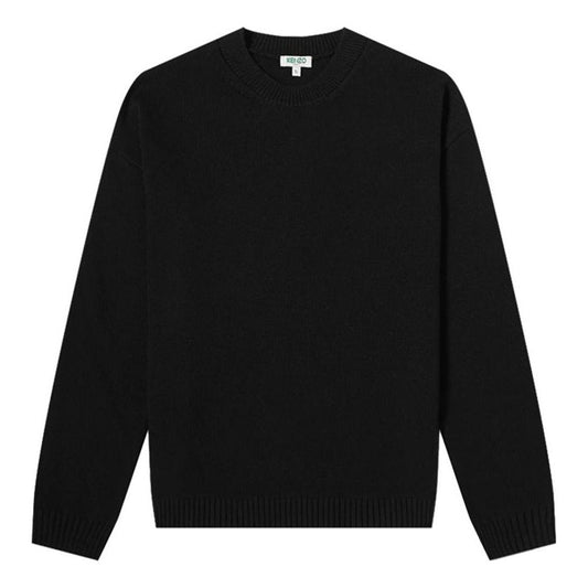 Men's KENZO Solid Color Round Neck Long Sleeves Pullover Black F965PU2043BA-99