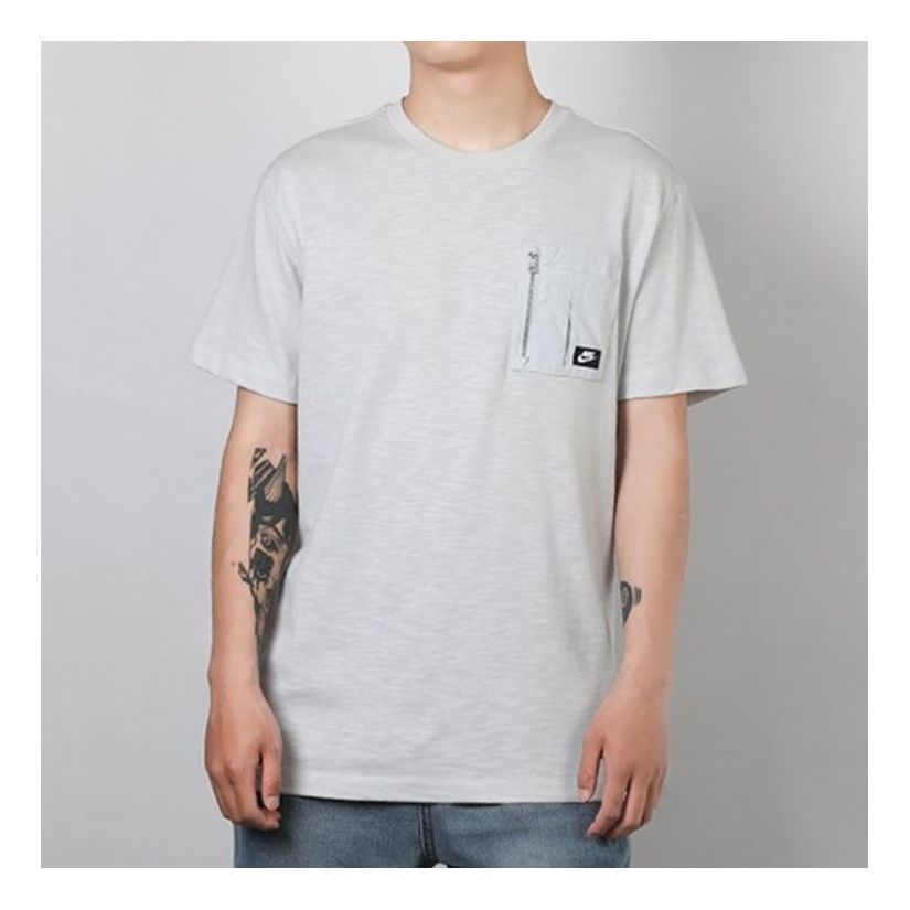 Nike Sportswear Zipper Pocket Short Sleeve Gray CJ4324-028