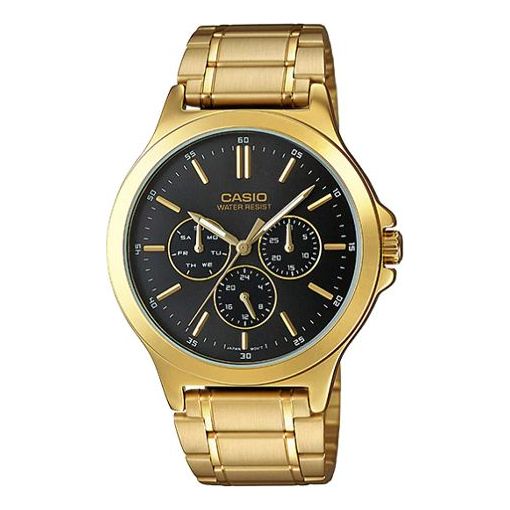 CASIO Quartz Waterproof Black Dial Mens Black Analog MTP-V300G-1A