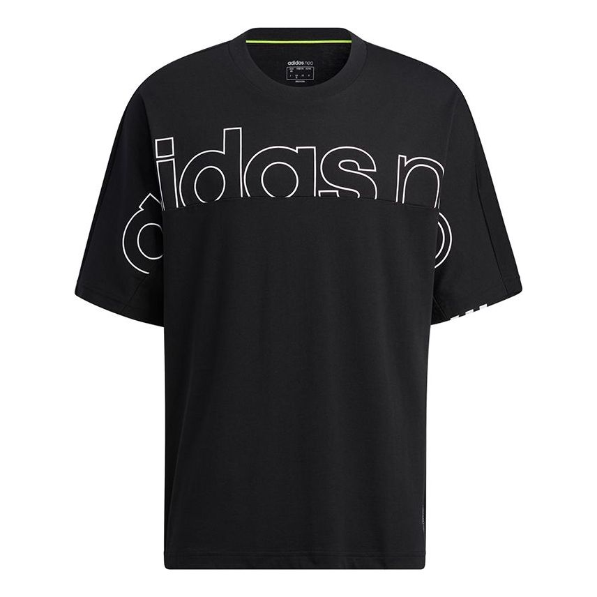 adidas neo M Brlv Tee2 Casual Sports Round Neck Short Sleeve Black H59450