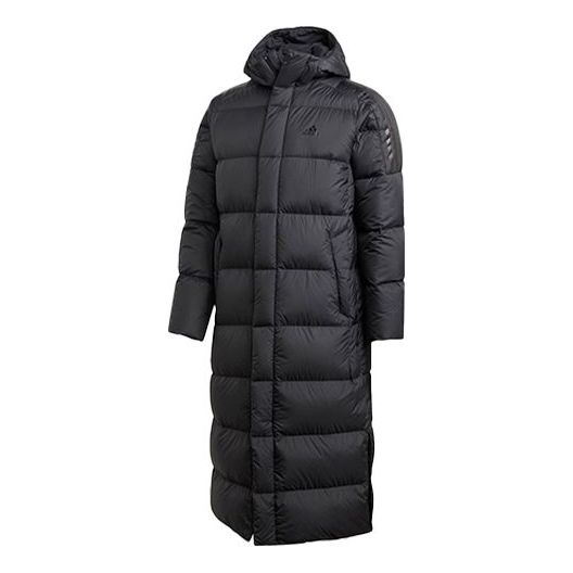 adidas Windproof Stay Warm hooded mid-length Down Jacket Black GE9995