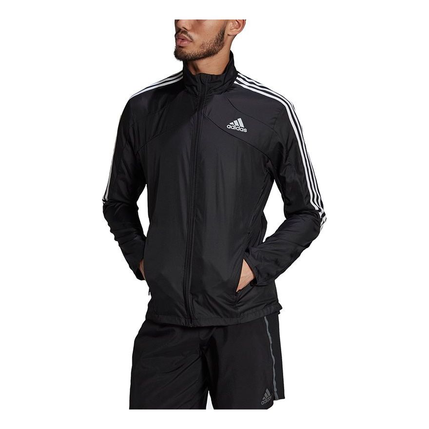 adidas Marathon Jkt Stand Collar Running Sports Jacket Black GM1410