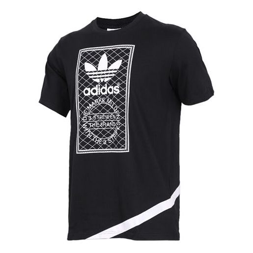 adidas originals mesh Logo Printing Sports Round Neck Short Sleeve Black CW5173