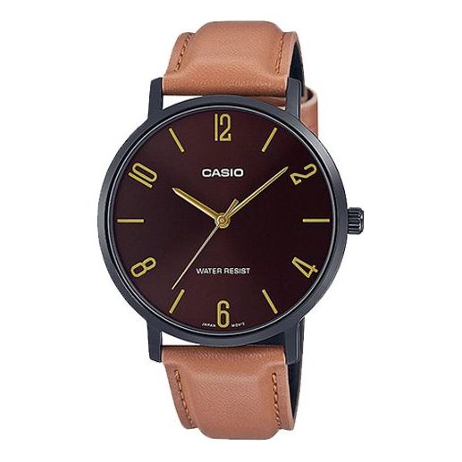 Men's CASIO Dress Series Classic Minimalistic Exquisite Fashion Watch 40mm Waterproof Orange Strap Mens Red Analog MTP-VT01BL-5B