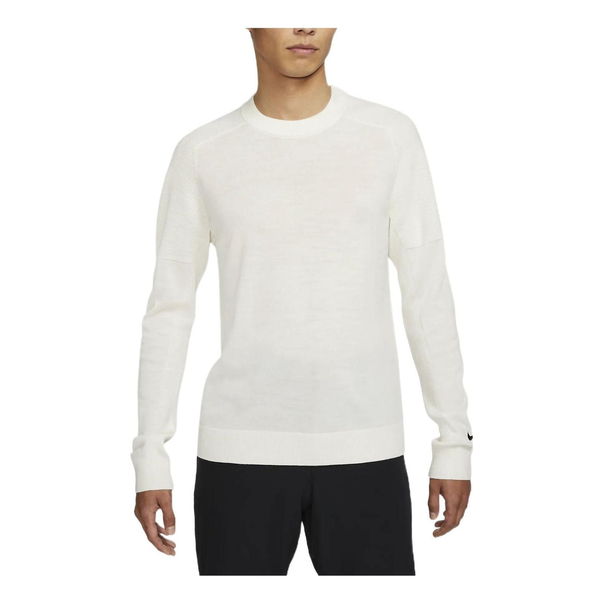Men's Nike Tiger Woods Solid Color Elastic Breathable Golf Round Neck Wool Sweater Mountain White CU9783-121