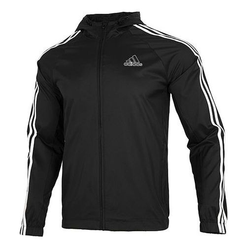 Men's adidas 3s Wb Casual Sports Woven Hooded Jacket Autumn Black HE4322