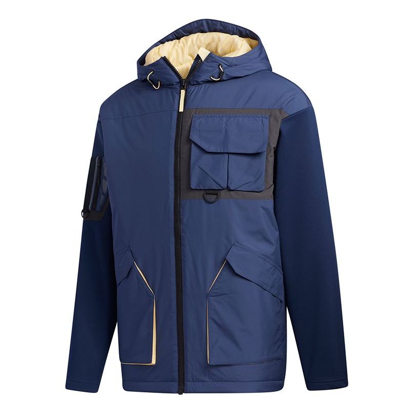 adidas Urban Pad Jkt Outdoor Sports Hooded Jacket Navy Blue GV3517