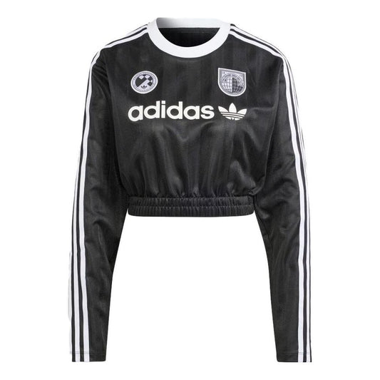 (WMNS) adidas Long Sleeve Crop Tee 'Black' IR9802