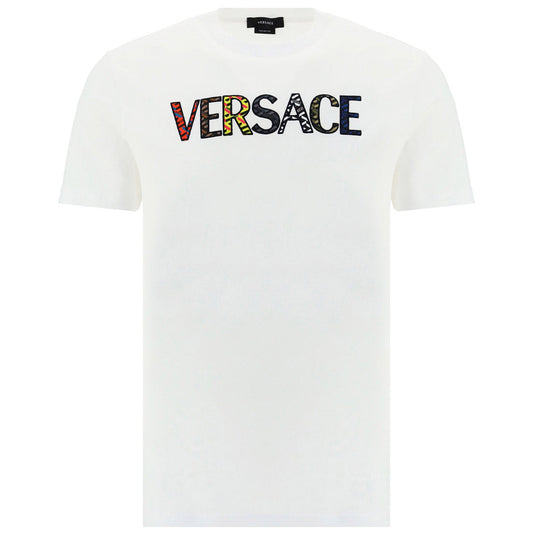 Versace White Embroidered Logo T-Shirt